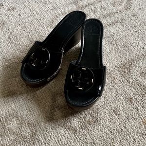 Tory Burch Black Wedge Slides